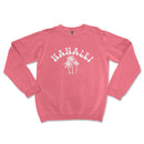 a pink sweatshirt with a palm tree on it