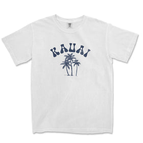 a white t - shirt with a palm tree and the word kaua on it