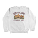 a white sweatshirt with the words canyonlands national park on it