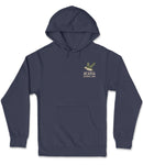A navy blue hooded sweatshirt with the text "ACADIA NATIONAL PARK" printed on the front.
