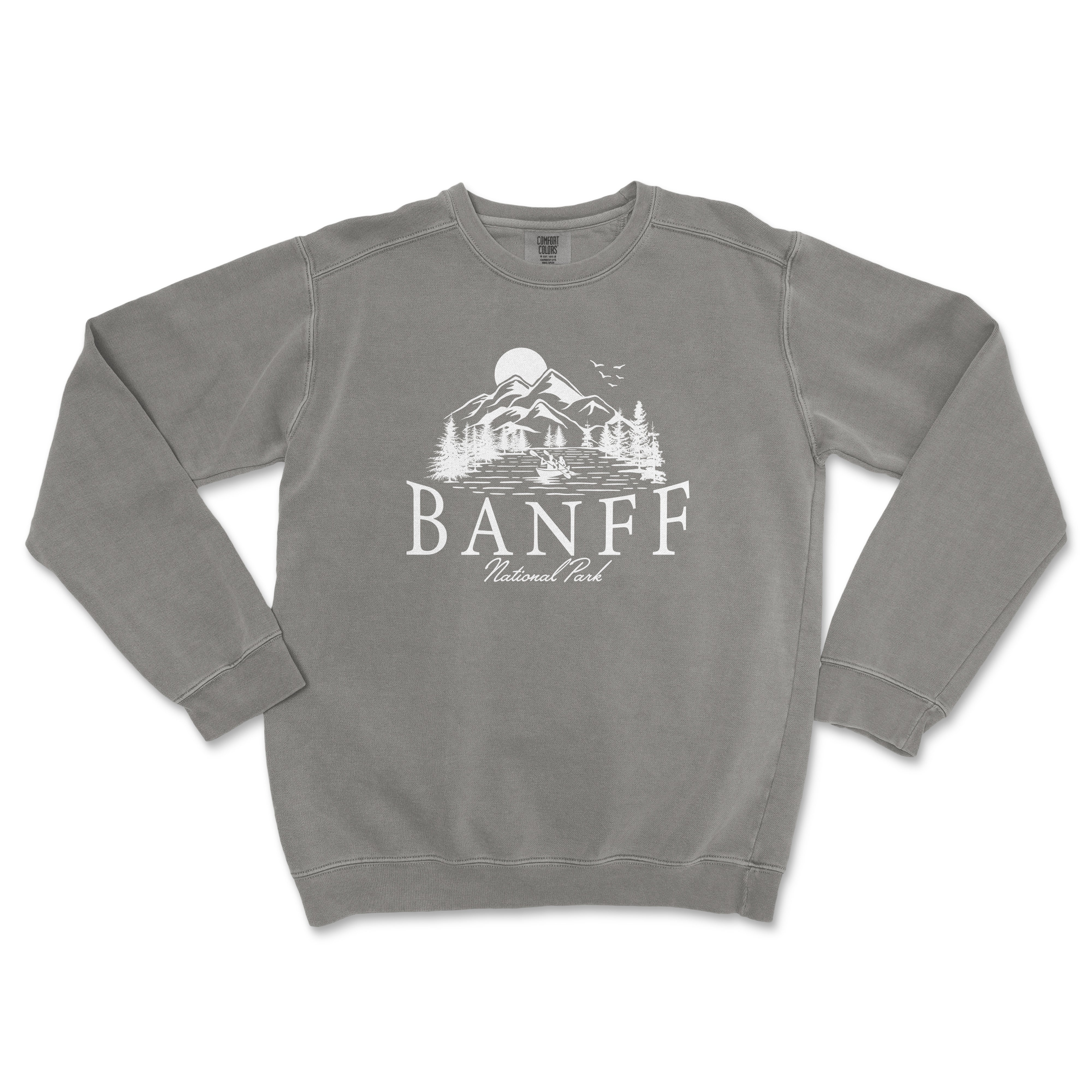 a grey sweatshirt with the words banff on it