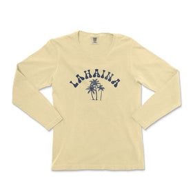 a yellow shirt with a palm tree on it