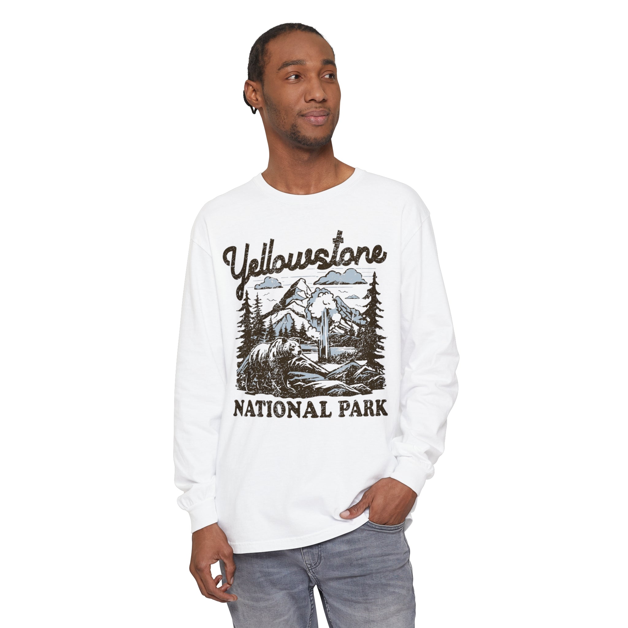 Yellowstone National Park Comfort Colors Long Sleeve Shirt Distressed Design
