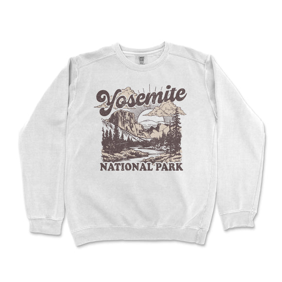 a white sweatshirt with yosemite national park on it