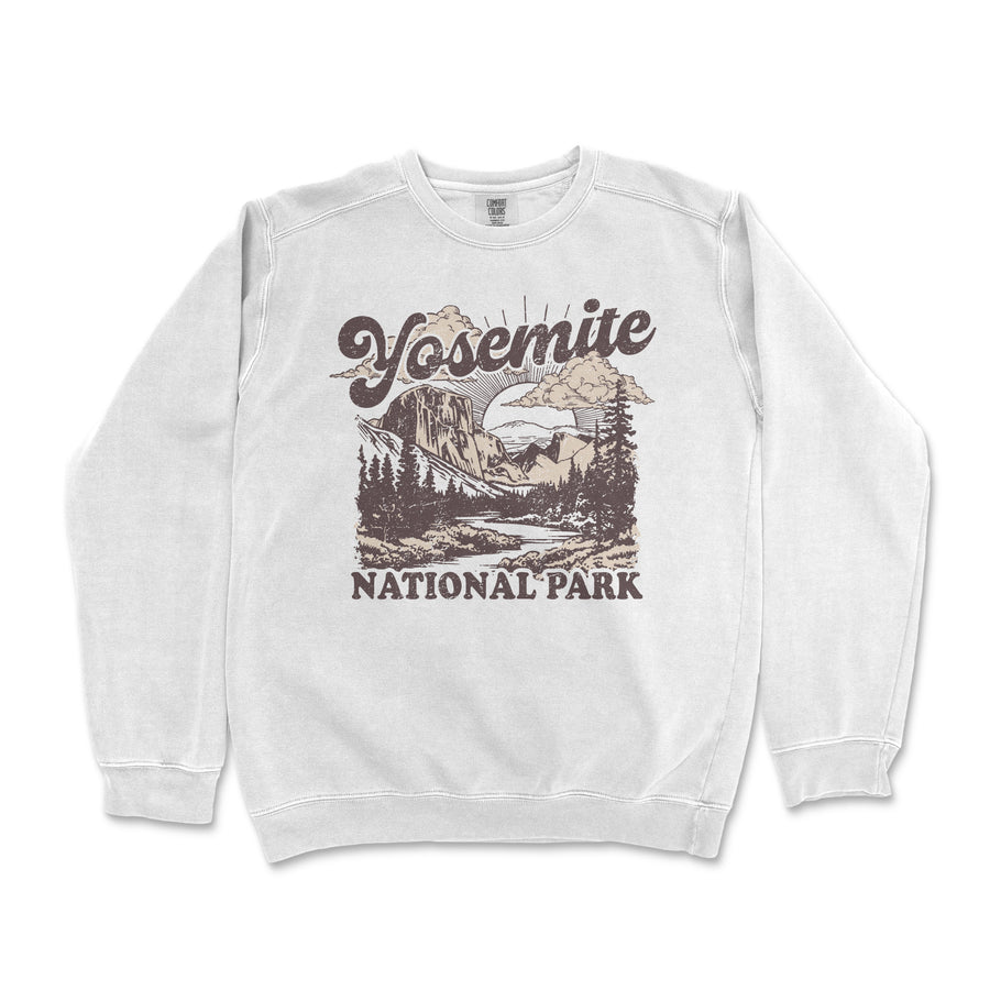 Yosemite National Park Comfort Colors Crewneck Sweatshirt Distressed Design