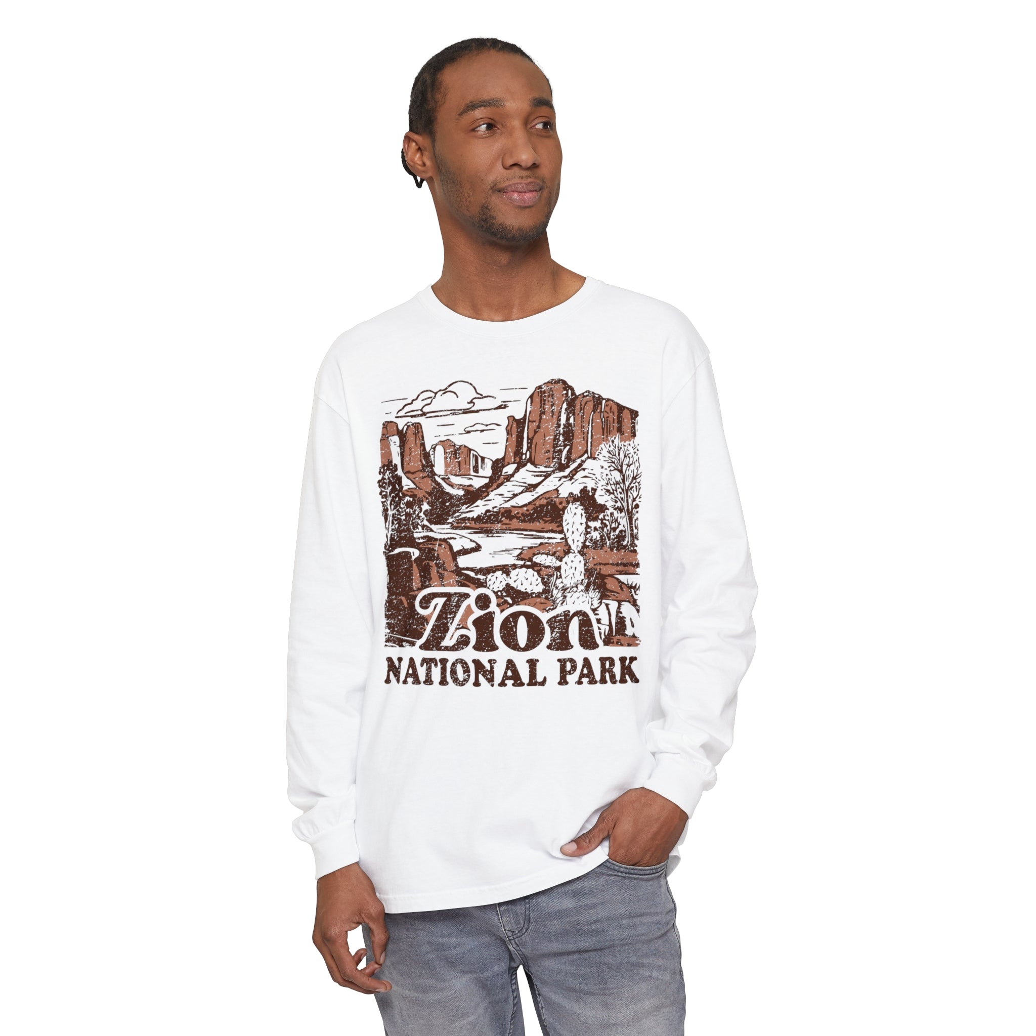 Zion National Park Comfort Colors Long Sleeve Shirt Distressed Design