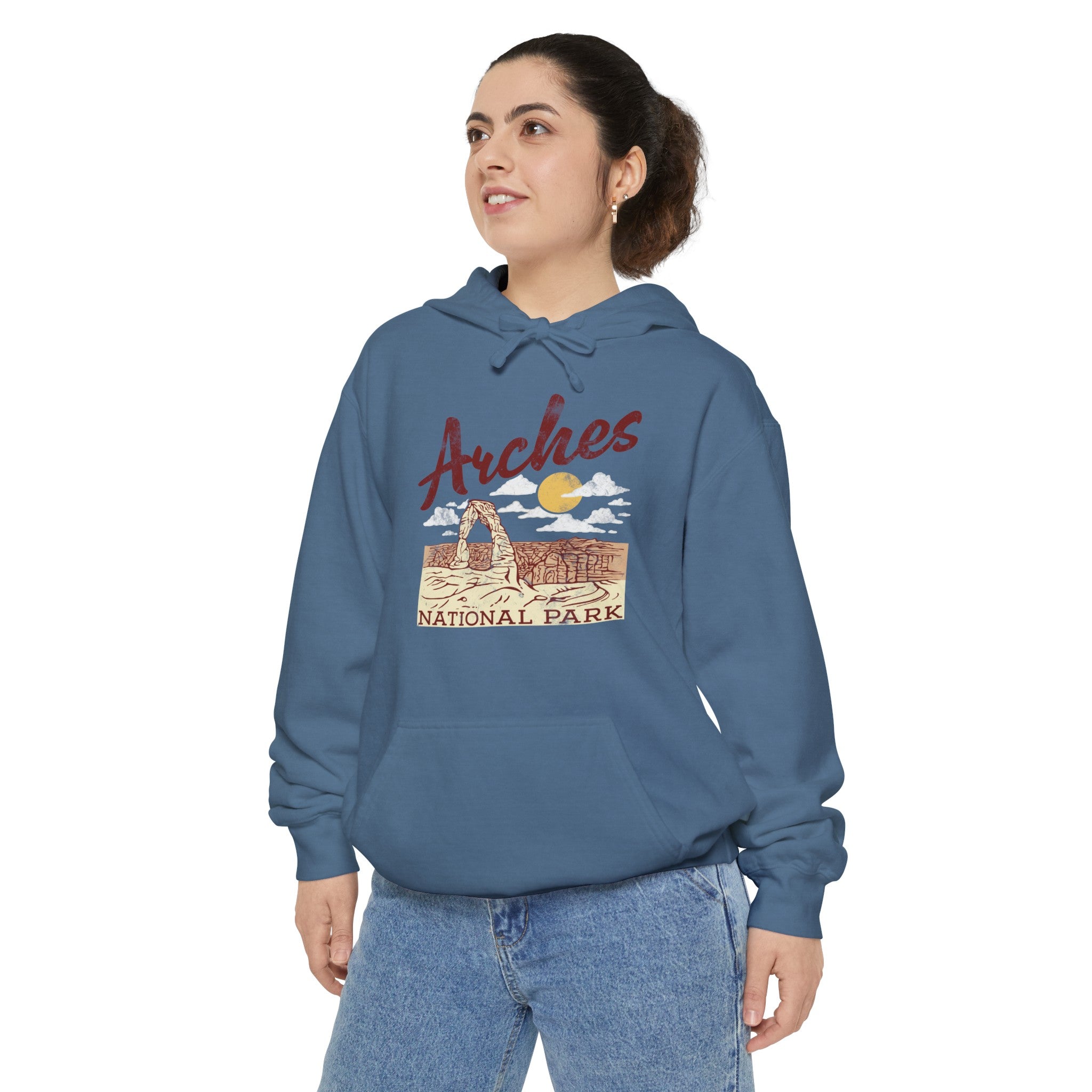 Arches National Park Comfort Colors Hooded Sweatshirt Distressed Design