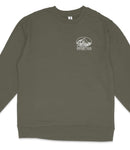 A dark green long-sleeved shirt with a white logo on the left side.