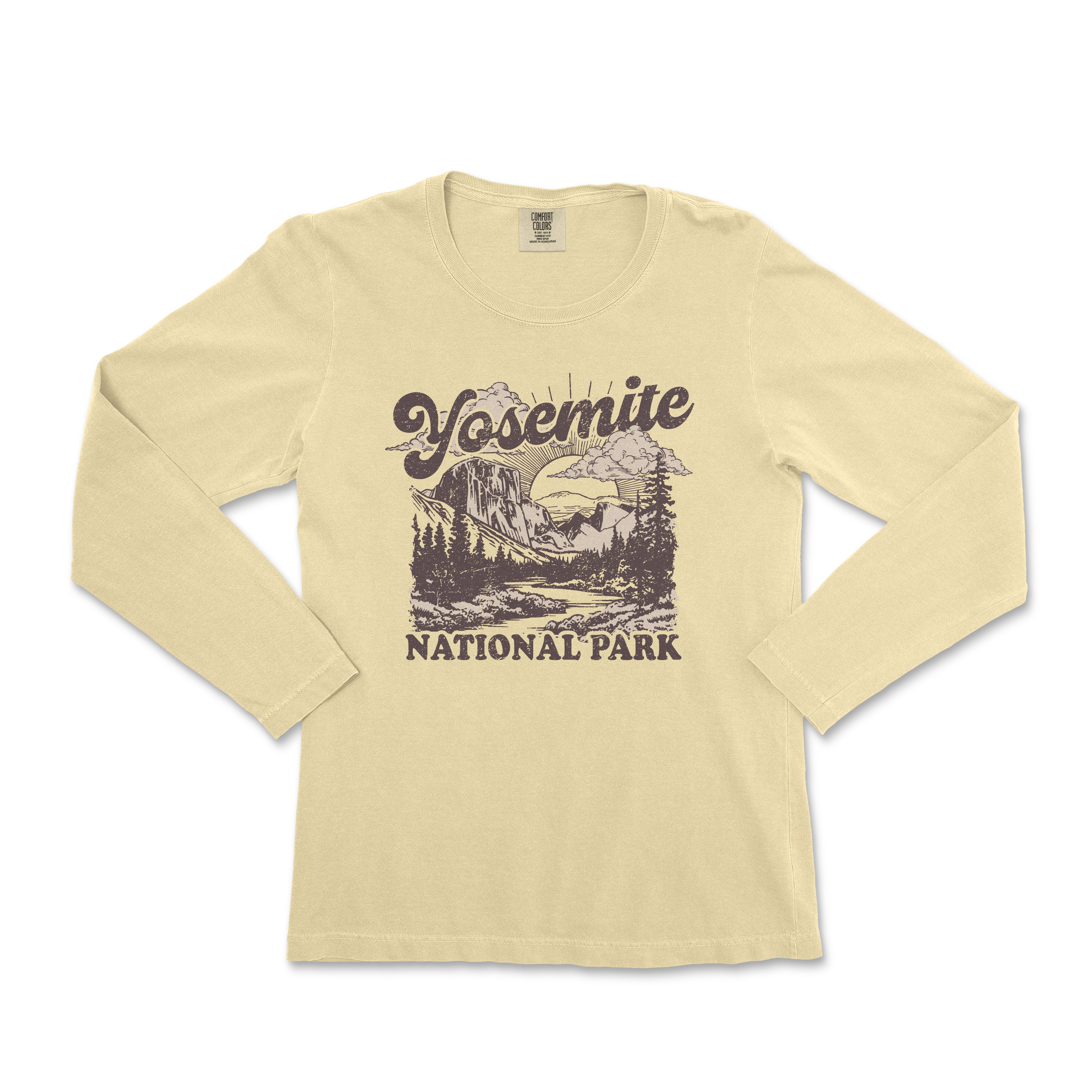 a women's long sleeve shirt with yosemite national park on it