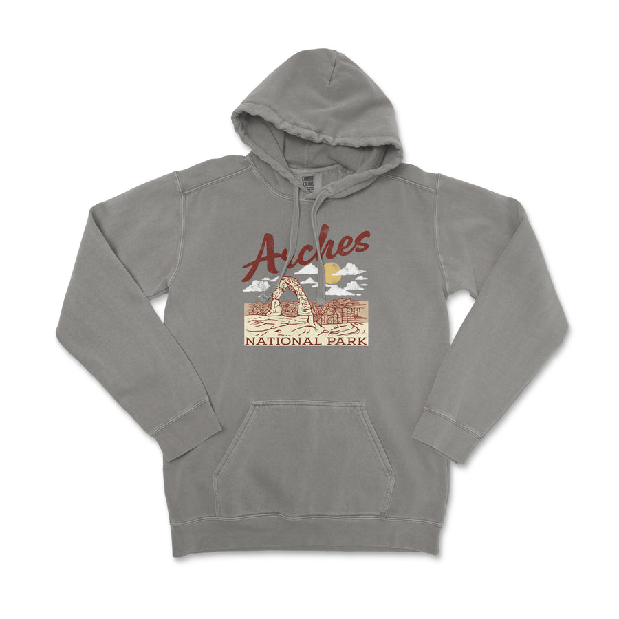 Arches National Park Comfort Colors Hooded Sweatshirt Distressed Design