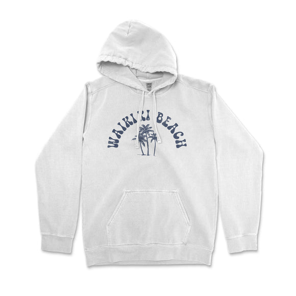 a white hoodie with a palm tree on it