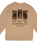 a beige sweatshirt with a graphic design depicting the Mammoth Cave National Park in Kentucky.