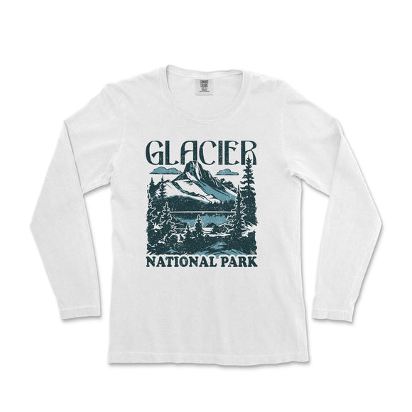 a white t - shirt with the words glacier national park on it
