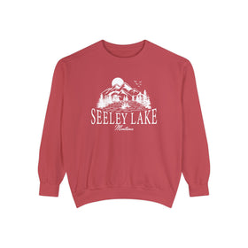 Buy crimson Seeley Lake Montana Comfort Colors Crewneck Sweatshirt