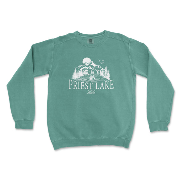 a green sweatshirt with the words prest lake on it