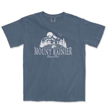 a blue t - shirt that says mount rainier