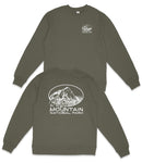 two dark green sweatshirts with white text and graphics printed on the back.