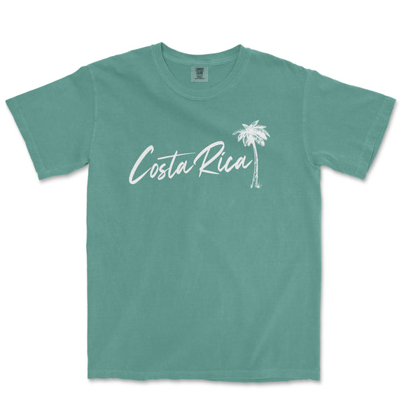 a green t - shirt with the word costa rica written in white