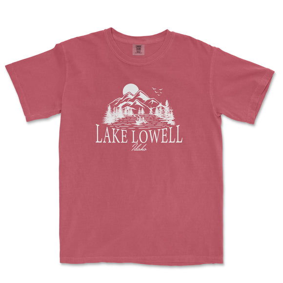 a red lake towel t - shirt that says lake towel