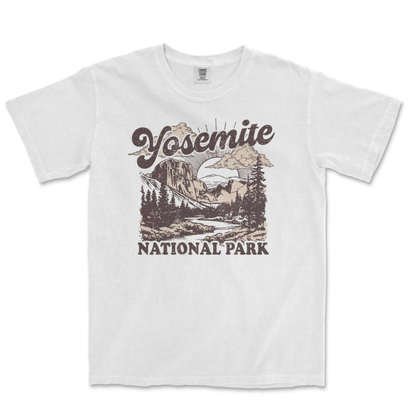 a white t - shirt that says yosemite national park