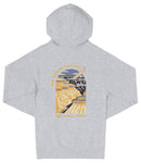 A grey hooded sweatshirt with a graphic design depicting the Grand Canyon and the text "The Grand Canyon National Park" printed on it.