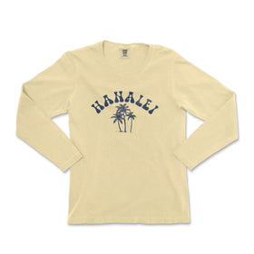 a yellow long sleeve shirt with a palm tree on it