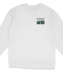 A white long-sleeved shirt with a graphic design on the front, featuring the text "YOSEMITE NATIONAL PARK" and a graphic of a mountain range.