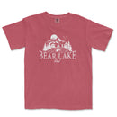 a red shirt with the words bear lake printed on it