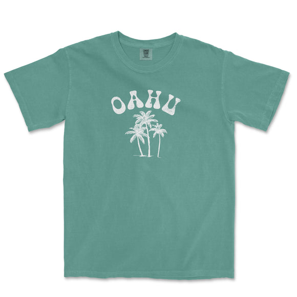 a green t - shirt with the word ohu on it