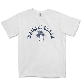 a white t - shirt with the words waiki beach on it