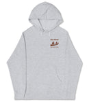 A gray hooded sweatshirt with a graphic design on the left side depicting a boat and the text "BIG BEND NATIONAL PARK" printed on it.