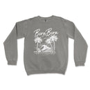 a sweatshirt with a surfboard and palm trees on it