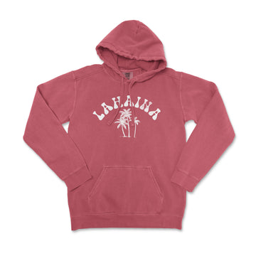 a red sweatshirt with a palm tree on it