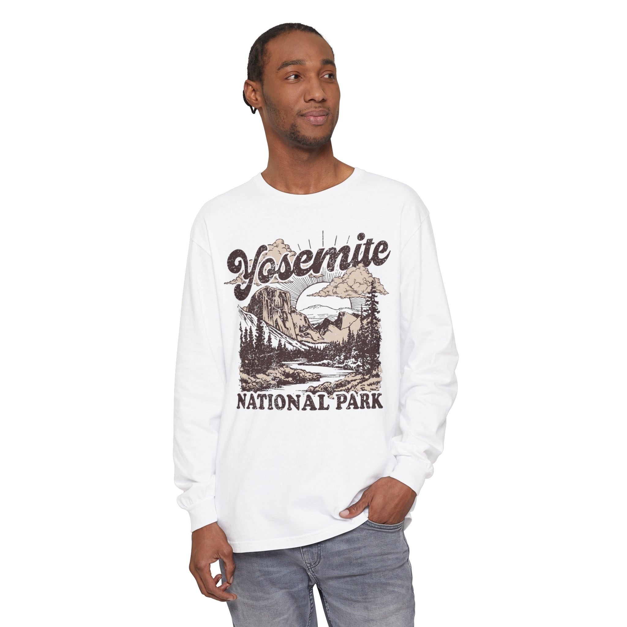 Yosemite National Park Comfort Colors Long Sleeve Shirt Distressed Design