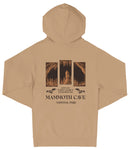 The image is a beige hoodie with a graphic design depicting the Mammoth Cave National Park in Kentucky.