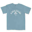 a blue north shore t - shirt with palm trees