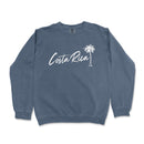 a blue sweatshirt that says costa rica with a palm tree