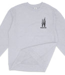 A gray long-sleeved shirt with a graphic design on the front, depicting a cactus plant.