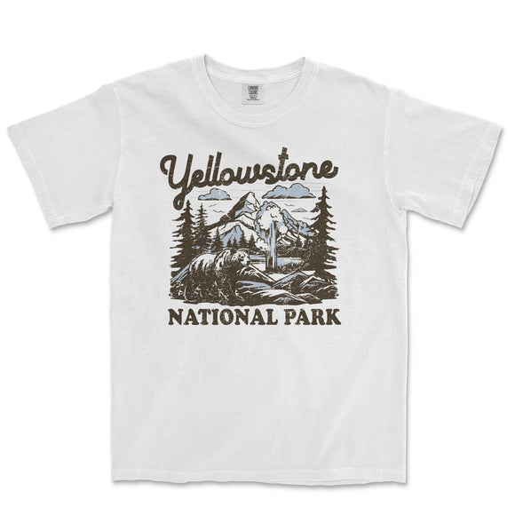 a white yellowstone national park t - shirt