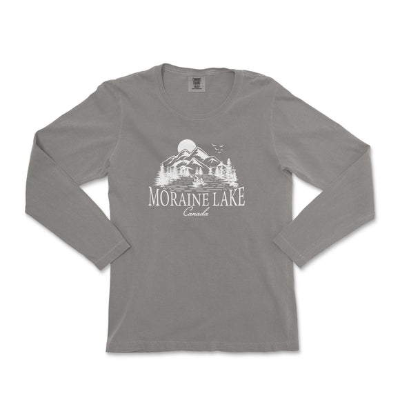 a women's long sleeve shirt with the words morning lake on it