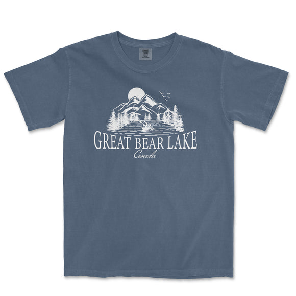 a blue shirt with the words great bear lake on it