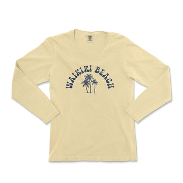 a women's long - sleeved shirt with a palm tree and the words