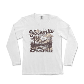 a white long sleeve shirt with the words yosemite national park on it