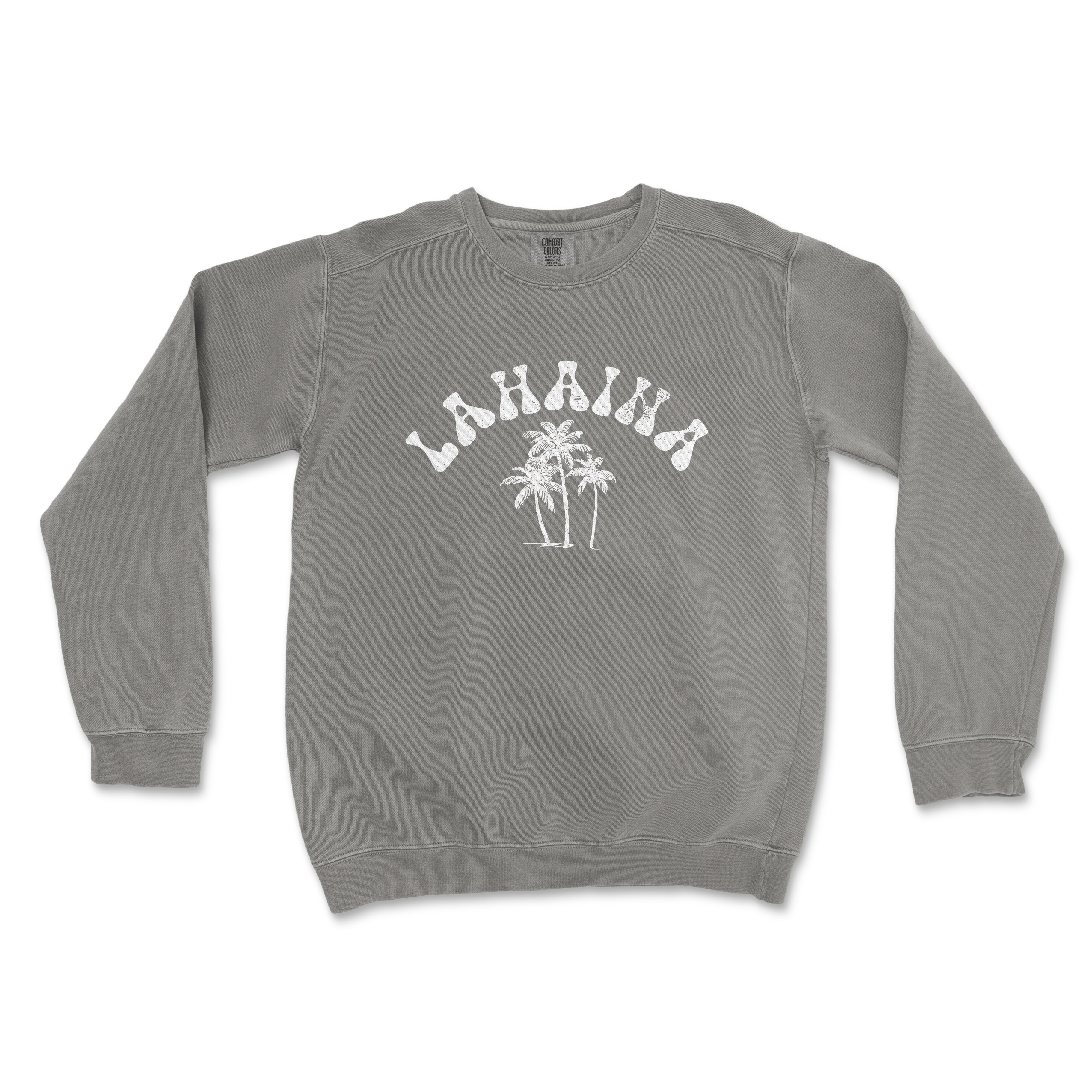 a gray sweatshirt with the word lanana printed on it
