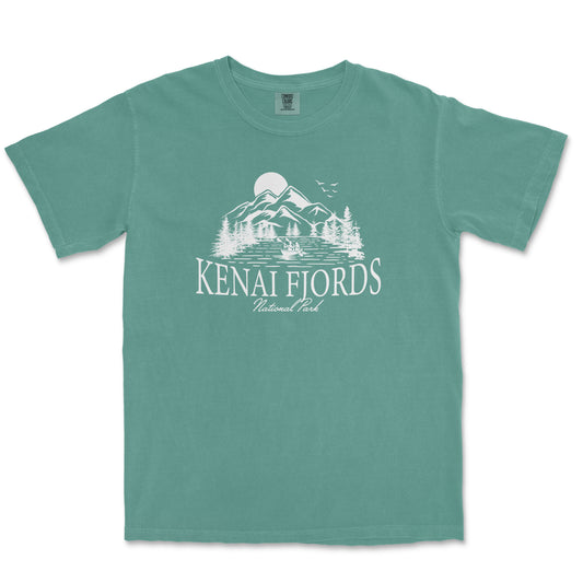 a green shirt with the words kenai fjord on it