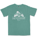 a green shirt with the words lake wildoughby on it