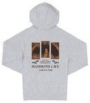 A grey hooded sweatshirt with a graphic design depicting the Mammoth Cave National Park in Kentucky.