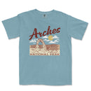 a blue t - shirt that says arches national park