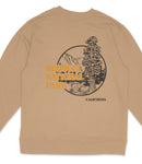 A beige sweatshirt with a graphic design featuring a tree and mountains, along with the text "SEQUOIA NATIONAL PARK" and "CALIFORNIA" printed on it.
