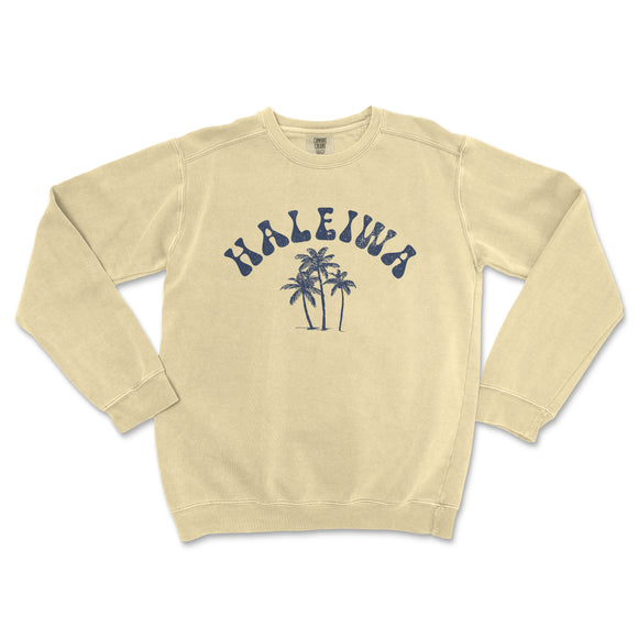 a sweatshirt with a palm tree and the words halewood on it